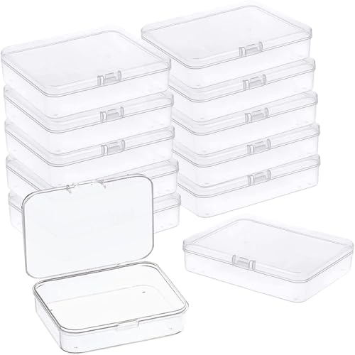 MFDSJ 12 Pcs Mini Plastic Storage Containers Box with Lid, 4.5x3.4 Inches Clear Rectangle Box for Collecting Small Items, Beads, Game Pieces, Business Cards, Crafts Accessories - Image 1