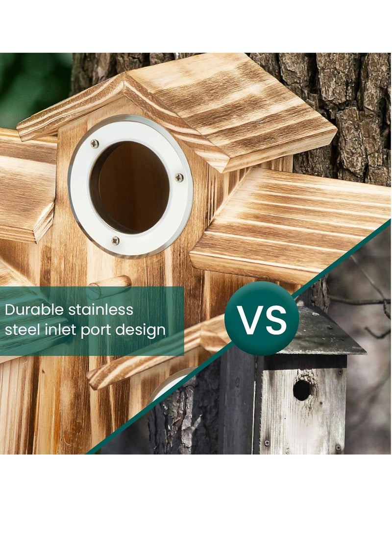 Generic - Bird House,Bird Houses for Outside 5 Hole Wooden Natural Bird House Finch Bluebird Cardinals Handmade Hanging Birdhouse for GardenBackyardCourtyard Brown - Image 1