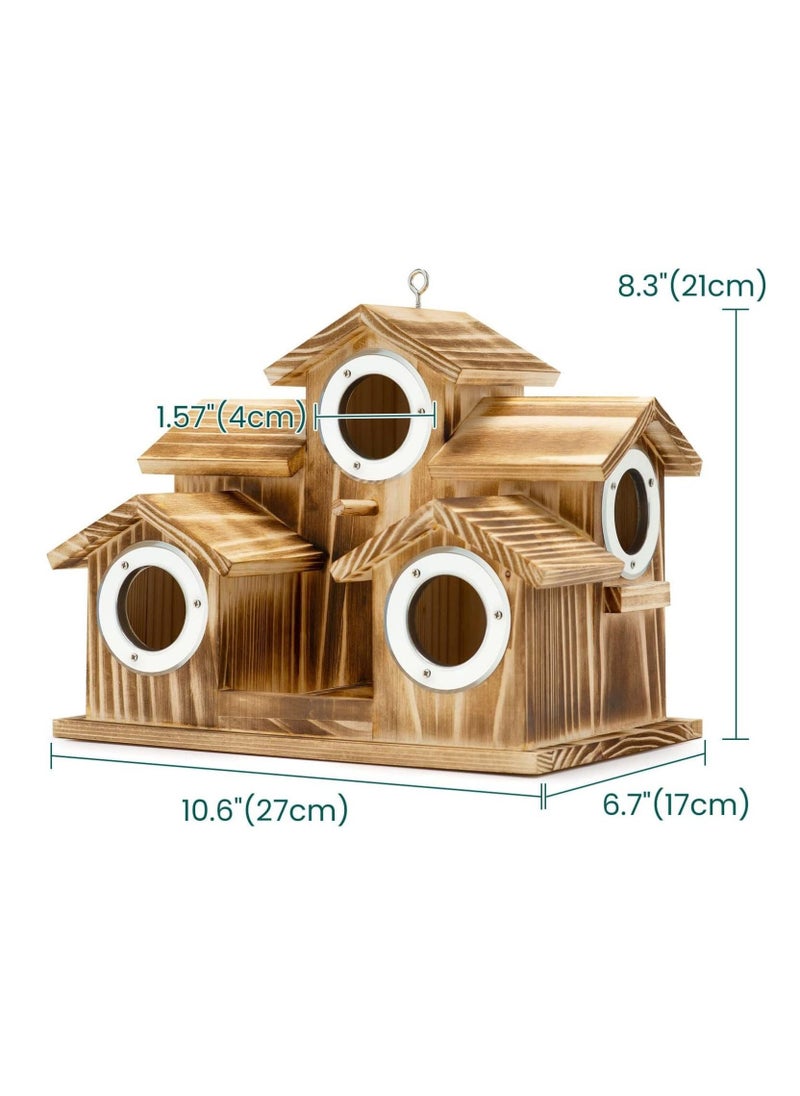 Generic - Bird House,Bird Houses for Outside 5 Hole Wooden Natural Bird House Finch Bluebird Cardinals Handmade Hanging Birdhouse for GardenBackyardCourtyard Brown - Image 1