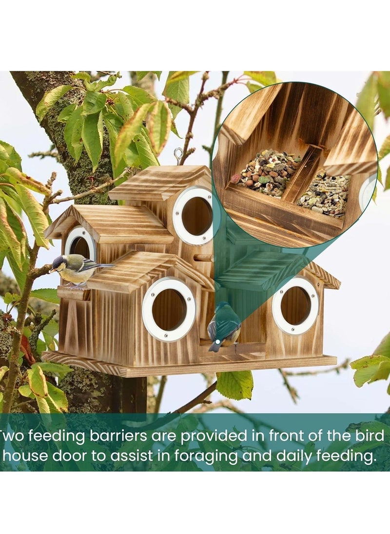 Generic - Bird House,Bird Houses for Outside 5 Hole Wooden Natural Bird House Finch Bluebird Cardinals Handmade Hanging Birdhouse for GardenBackyardCourtyard Brown - Image 1