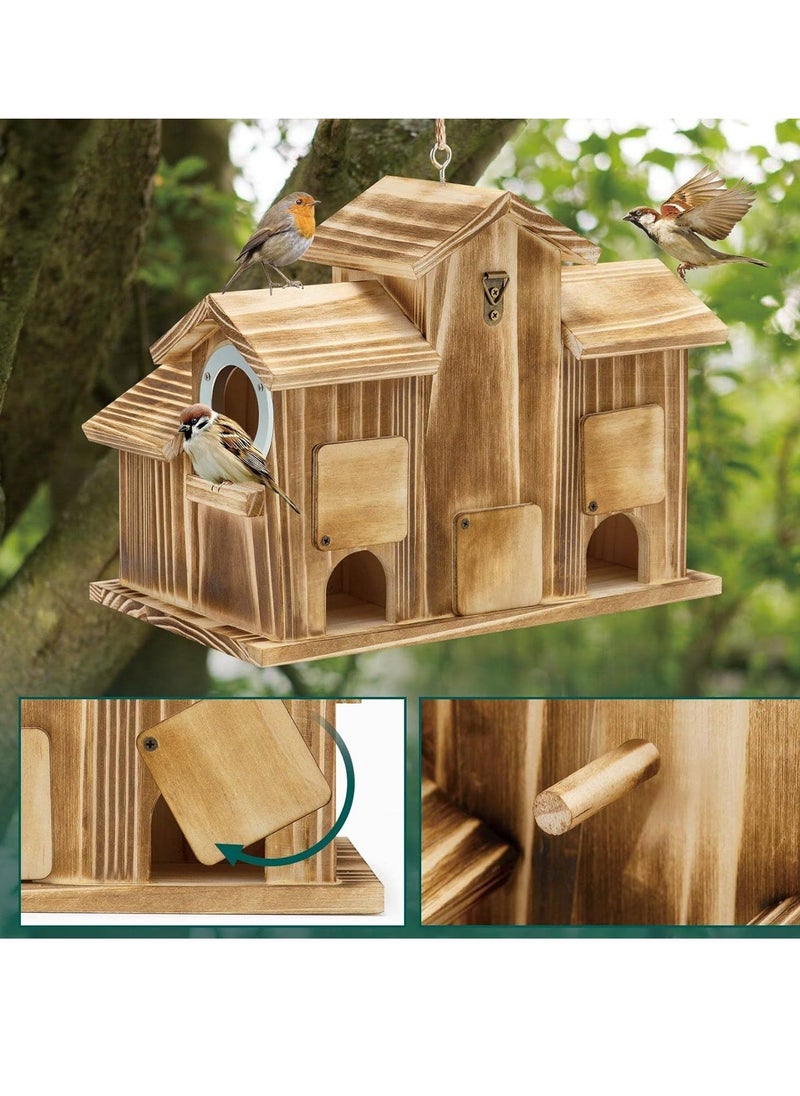 Generic - Bird House,Bird Houses for Outside 5 Hole Wooden Natural Bird House Finch Bluebird Cardinals Handmade Hanging Birdhouse for GardenBackyardCourtyard Brown - Image 1