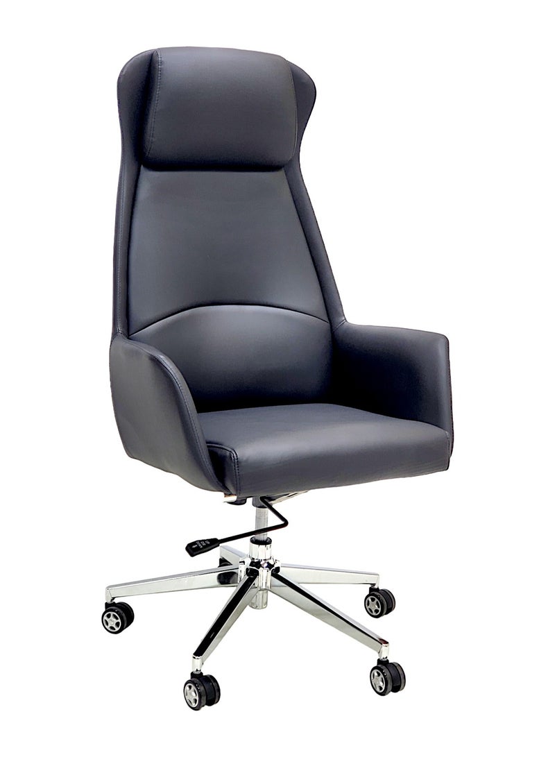 Sabir & Bros Furniture LLC SBF Executive High Back Office Chair - Ergonomic PU Leather Recliner, Height Adjustable, Tilt Back, Chrome Base, for Home and Office, Black  - Image 1