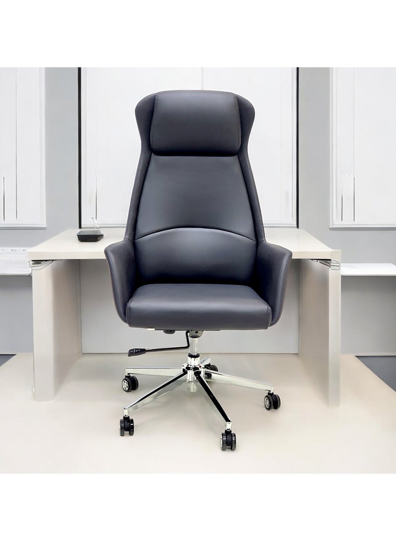 Sabir & Bros Furniture LLC SBF Executive High Back Office Chair - Ergonomic PU Leather Recliner, Height Adjustable, Tilt Back, Chrome Base, for Home and Office, Black  - Image 2