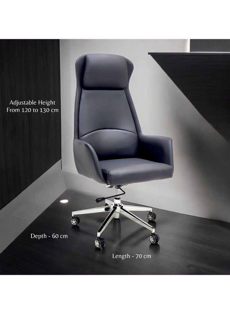 Sabir & Bros Furniture LLC SBF Executive High Back Office Chair - Ergonomic PU Leather Recliner, Height Adjustable, Tilt Back, Chrome Base, for Home and Office, Black  - Image 3