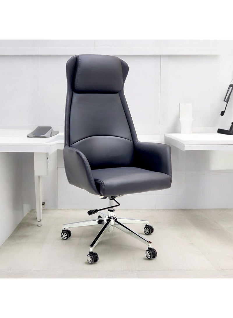 Sabir & Bros Furniture LLC SBF Executive High Back Office Chair - Ergonomic PU Leather Recliner, Height Adjustable, Tilt Back, Chrome Base, for Home and Office, Black  - Image 5