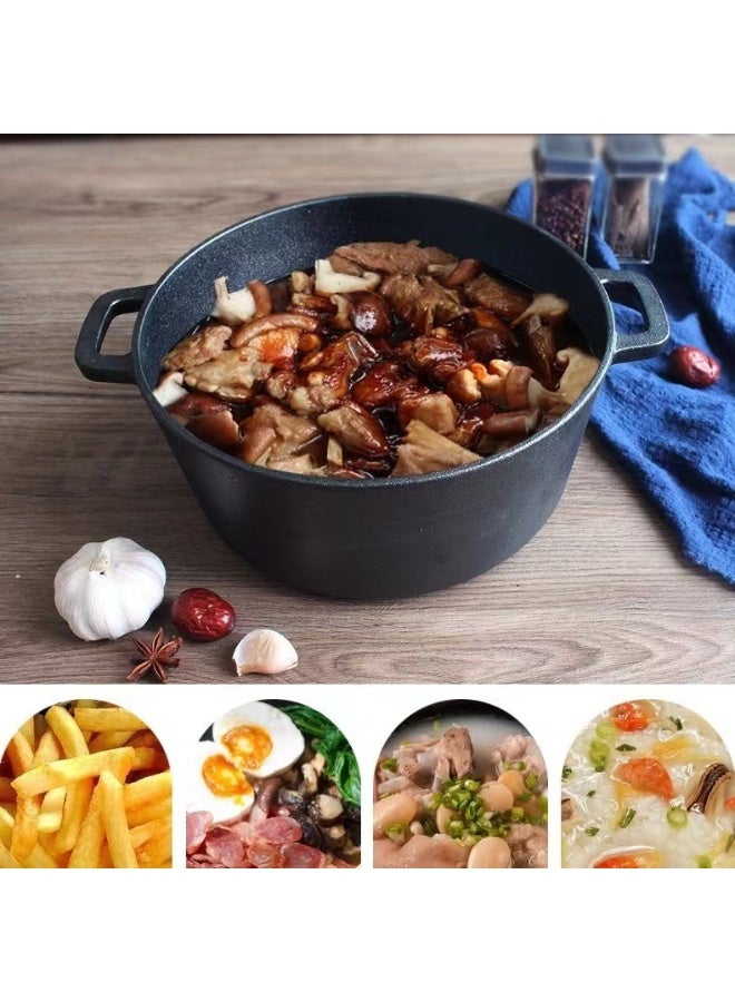 TodyJeyHo Cast iron pot with lid, 2in1 cast iron pot, dutch pot, with handle, 5L pot, 1.2L pot, 26cm, cookware, black - Image 3
