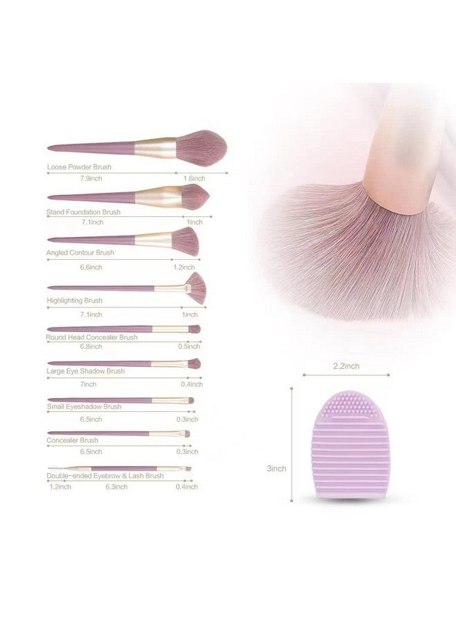 WOBEVB Makeup Brushes Set 11Pcs With Brush Cleaning Mat And Makeup Sponge Professional Face Powder Eye Shadow Powder Liquid Cream Kit - Image 3