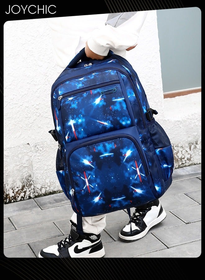 جوي شيك Casual Primary Junior  School Backpacks Durable Lightweight School Bag Breathable Daypack Set Space Starry Sky Knapsack with Lunch Bag - Image 3