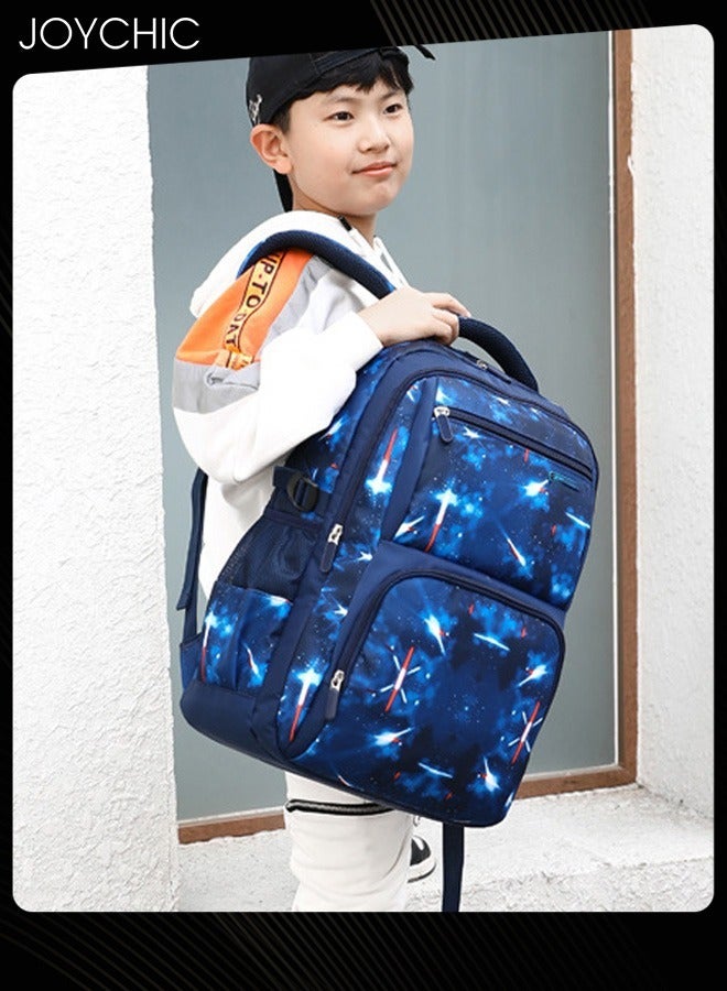 جوي شيك Casual Primary Junior  School Backpacks Durable Lightweight School Bag Breathable Daypack Set Space Starry Sky Knapsack with Lunch Bag - Image 2
