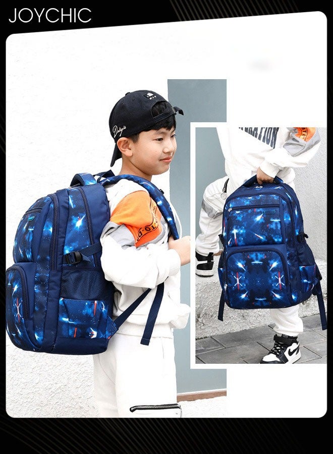 جوي شيك Casual Primary Junior  School Backpacks Durable Lightweight School Bag Breathable Daypack Set Space Starry Sky Knapsack with Lunch Bag - Image 4