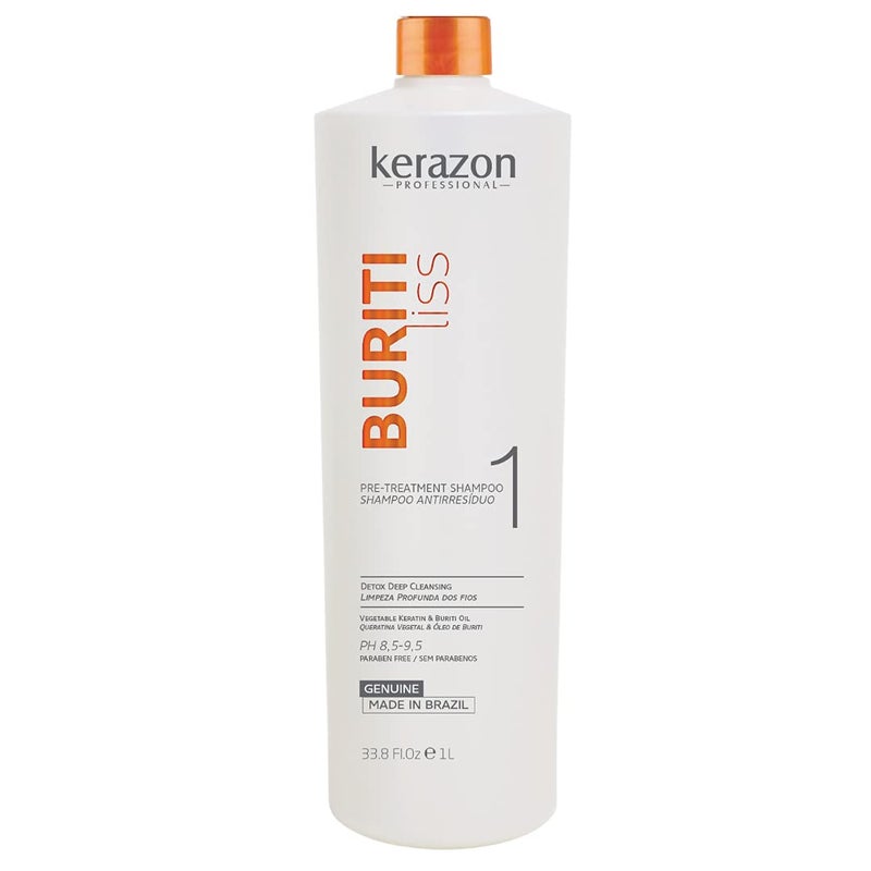 Brazilian Keratin Pre Treatment Shampoo Clarifying Anti-residue 33.8oz/1L Buriti Liss by KERAZON