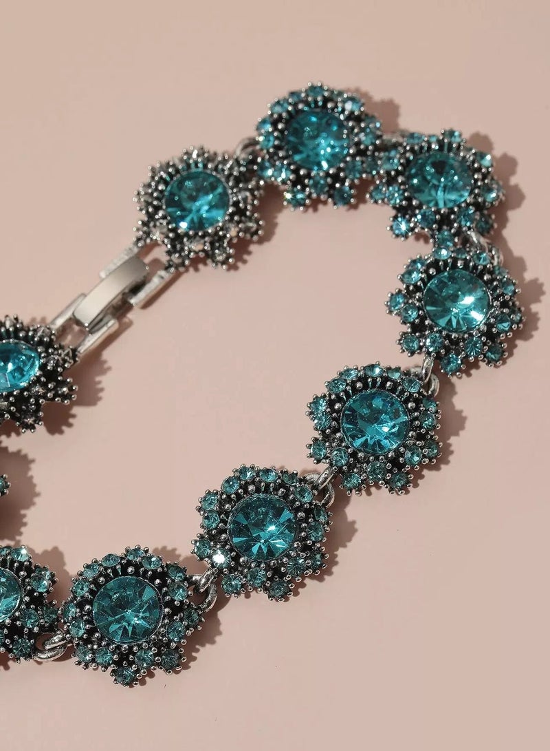 Rhinestone Flower Decor Bracelet  - Image 3