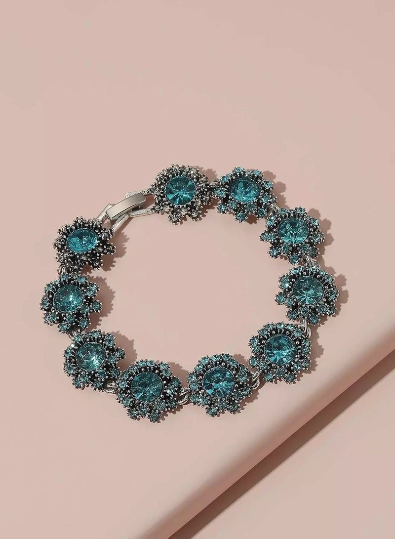 Rhinestone Flower Decor Bracelet  - Image 1