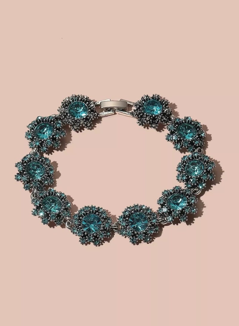 Rhinestone Flower Decor Bracelet  - Image 2