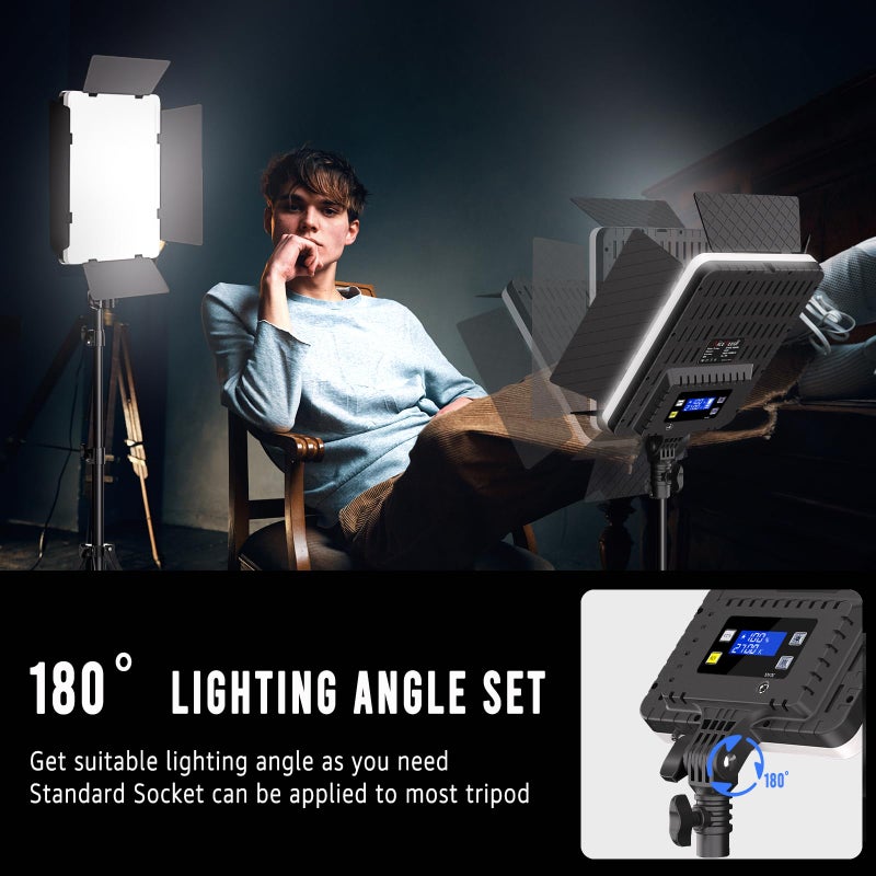 NiceVeedi 2-Pack Photography Lighting Kit, 36W Bi-Color Studio Lights 2700-6500K CRI 95+, Dimmable LED Video Light Kit with Remote Control & 72â€ Tripod Stand, Lighting for Video Recording/Photography - Image 4