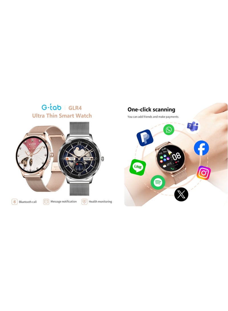 G-Tab GLR4 Women's Smartwatch with AMOLED Display, Bluetooth Connectivity, NFC Support, Health Monitoring, Fitness Tracker, Smart Notifications, Waterproof Design, Smartwatch - Image 5