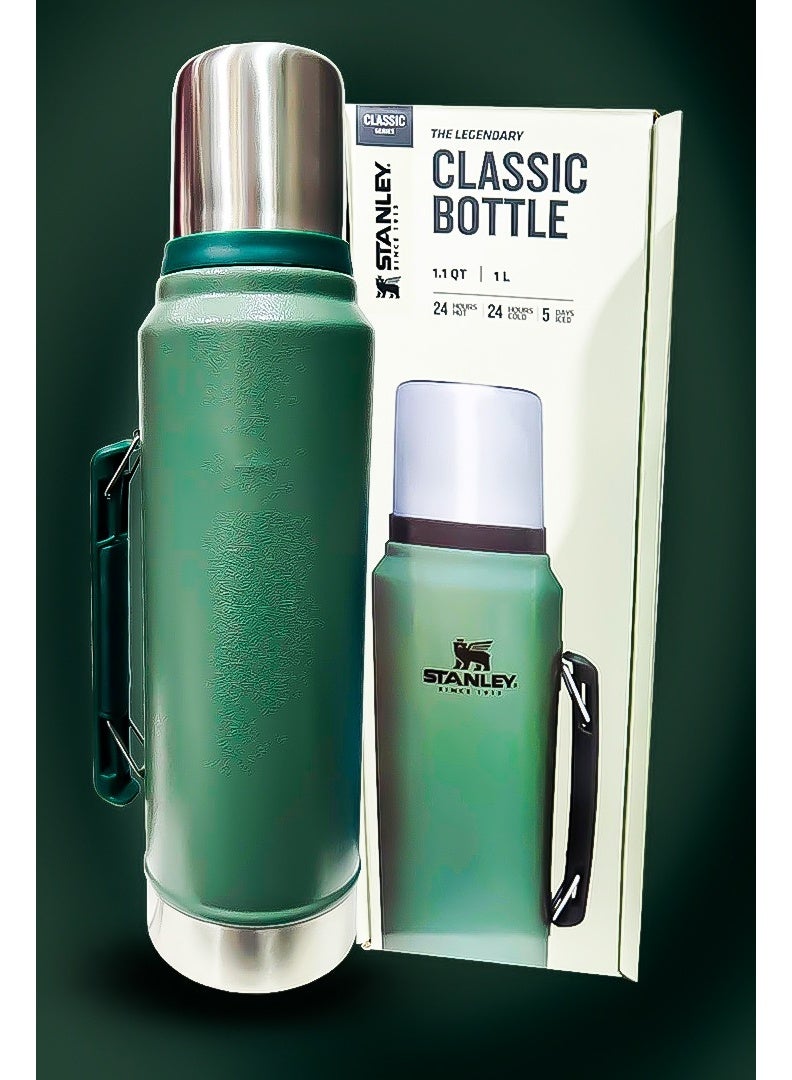ستانلي Classic Vacuum Bottle 1L – Stainless Steel Thermos Flask with Leakproof Pour-Through Stopper & Folding Handle | Double-Wall Vacuum Insulation for Hot & Cold Beverages | BPA-Free, Rustproof & Dishwasher Safe | Ideal for Camping, Travel, Office & Everyday Use  - Image 3