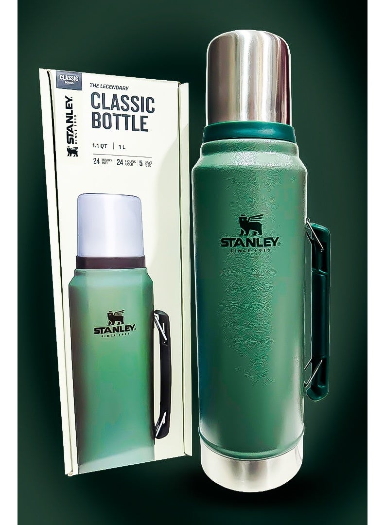 ستانلي Classic Vacuum Bottle 1L – Stainless Steel Thermos Flask with Leakproof Pour-Through Stopper & Folding Handle | Double-Wall Vacuum Insulation for Hot & Cold Beverages | BPA-Free, Rustproof & Dishwasher Safe | Ideal for Camping, Travel, Office & Everyday Use  - Image 4