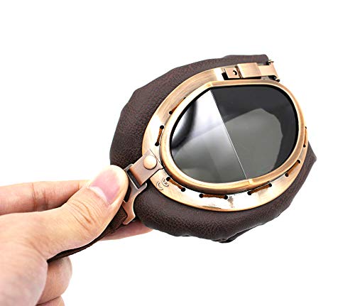 Nuoxinus Motorcycle Goggles, Vintage Aviator Pilot Style Motocross Bike Cruiser Scooter Goggle, Anti UV Anti-Scratch Dustproof for Cycling Riding Climbing Fishing (Smoke Lens) - Image 5