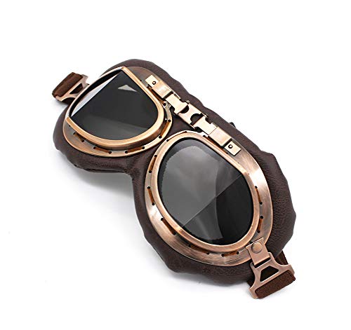 Nuoxinus Motorcycle Goggles, Vintage Aviator Pilot Style Motocross Bike Cruiser Scooter Goggle, Anti UV Anti-Scratch Dustproof for Cycling Riding Climbing Fishing (Smoke Lens) - Image 3