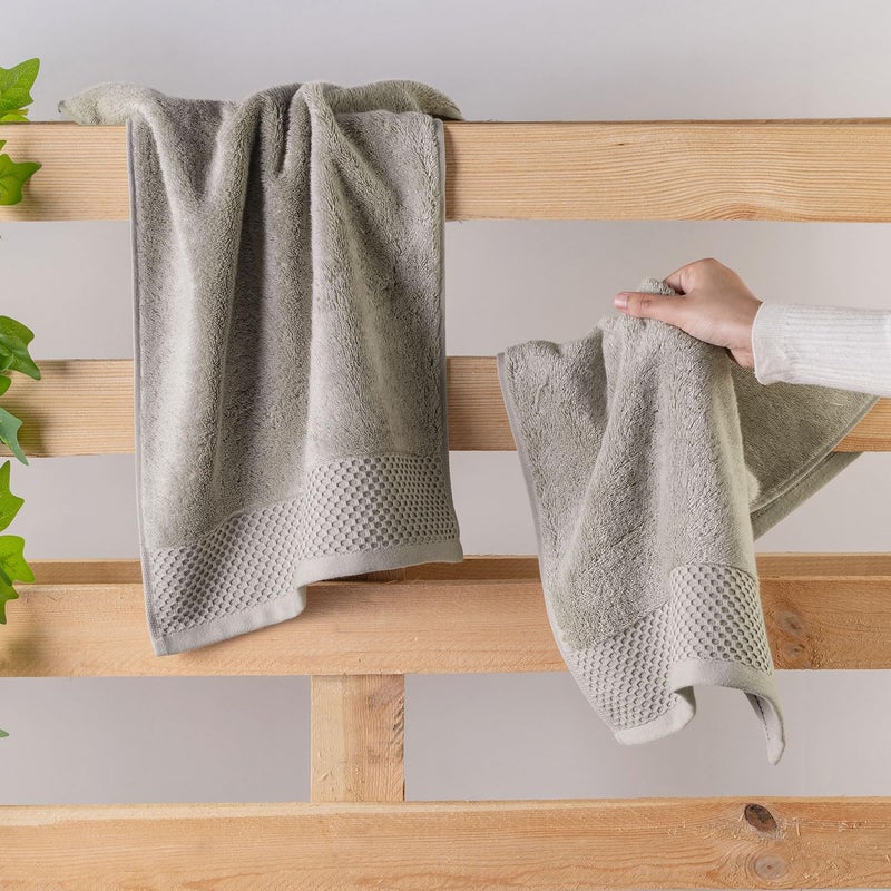 SPREAD SPAIN 100% Micro Modal His & Her Hand Towel, 750 GSM, Highly Absorbent, Soft, Quick Dry, 40x60cm, Set of 2 (Light Grey) - Image 2