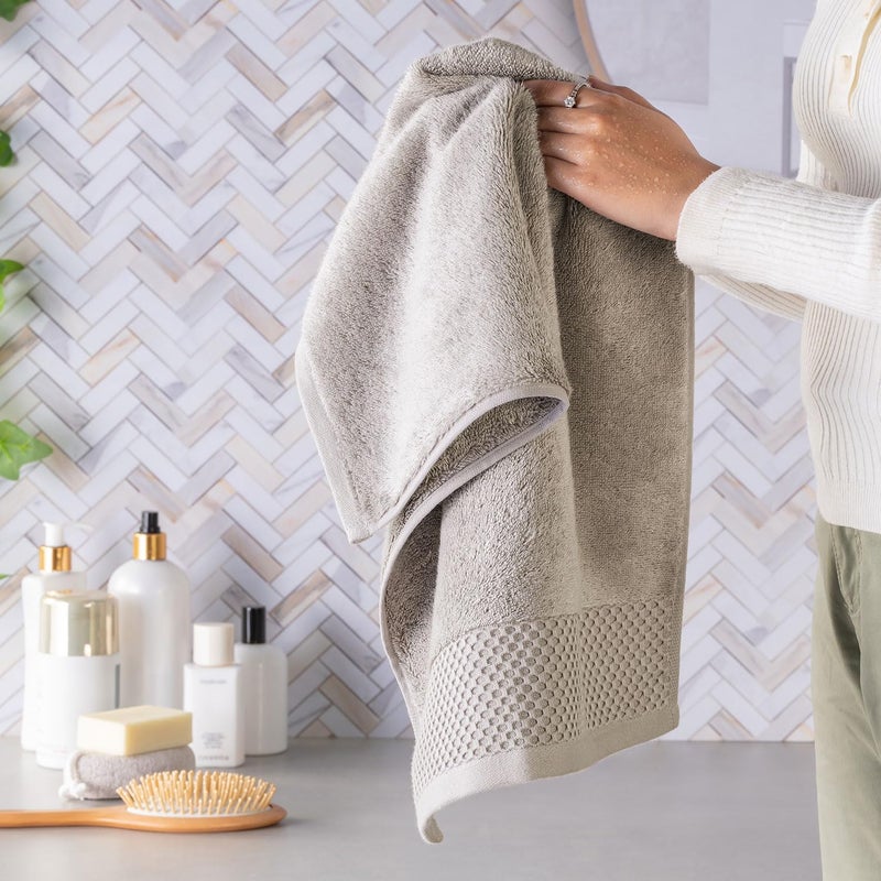 SPREAD SPAIN 100% Micro Modal His & Her Hand Towel, 750 GSM, Highly Absorbent, Soft, Quick Dry, 40x60cm, Set of 2 (Light Grey) - Image 3