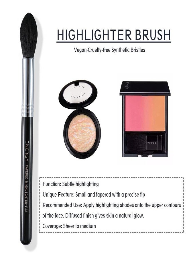 ENERGY Highlighter Makeup Brush Tapered Blush Brush For Setting Powder,Loose & Pressed Powder Face Makeup Brush,Sheer Coverage Black F35 - Image 2