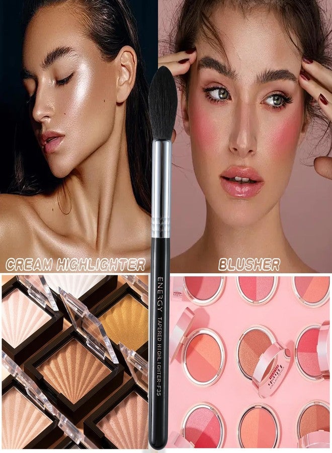 ENERGY Highlighter Makeup Brush Tapered Blush Brush For Setting Powder,Loose & Pressed Powder Face Makeup Brush,Sheer Coverage Black F35 - Image 4