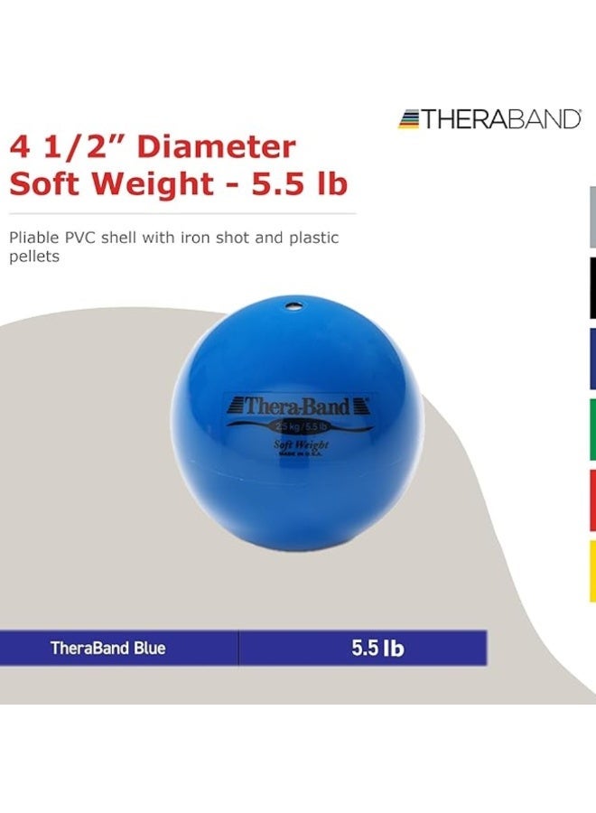 TheraBand Soft Weight Toning Ball – 2.5kg (5.5lbs) – Blue – Non-Slip Weighted Ball for Pilates, Yoga, Strength Training & Physical Therapy - Image 2