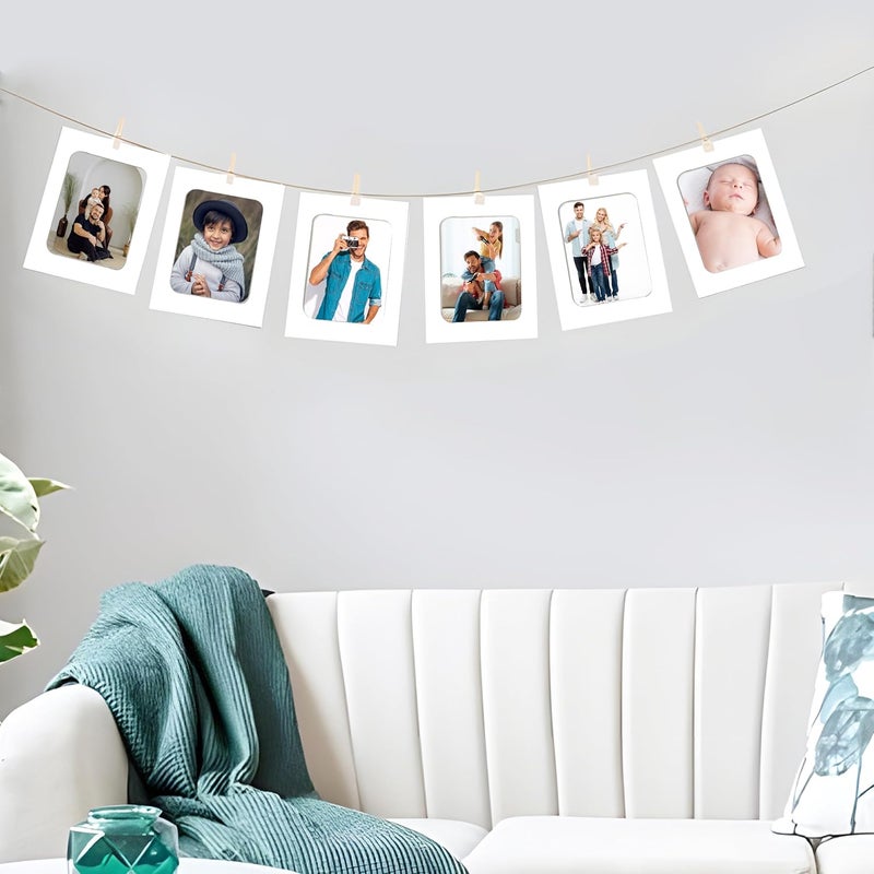 Art Street إطار صور ورقي DIY لتزيين الجدران مع مشابك وحبال، يناسب صور 4" × 6"، 6 قطع لعيد الميلاد، الفعاليات وتزيين المنزل، حجم عرض 3.25 × 4.5 بوصة - Image 5