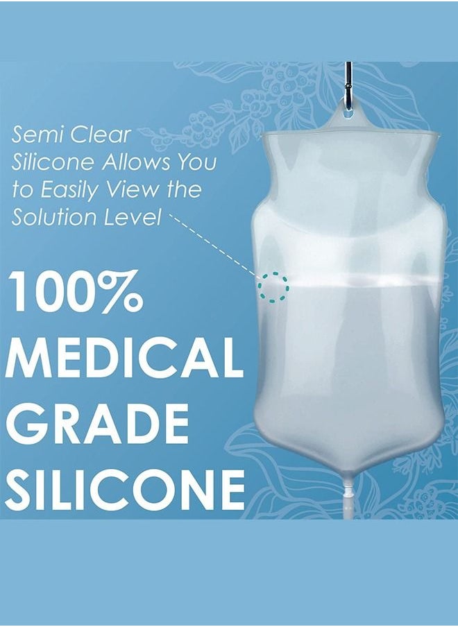 Generic - 2L Reusable Silicone Enema Bag Kit with 1.5m Long Hose 5 Replaceable Tips and Controlled Water Flow for Colon Detox Cleanse Douche for Women and Men - Image 1