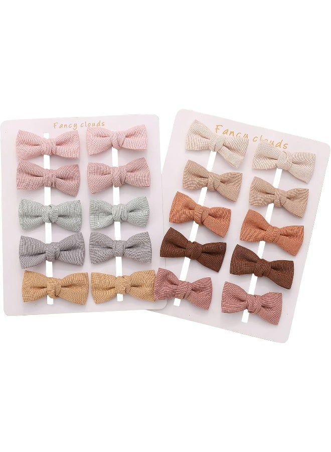 FANCY CLOUDS Baby Hair Clips with Baby Girl Bows, 20pc Boutique Handmade Fully Lined Hair Barrettes Hair Accessories for All Age Girls Toddlers Infants - Image 1