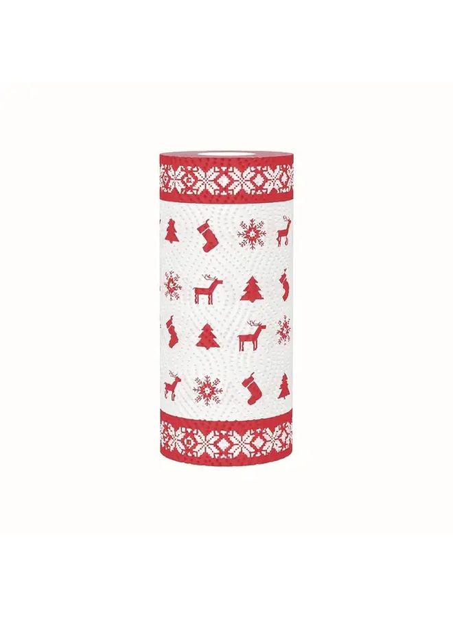 ورق مطبخ عيد الميلاد بطريقة الإلك - متين للاستخدام الرطب والجاف - أحمر وأخضر وأبيض - Image 1