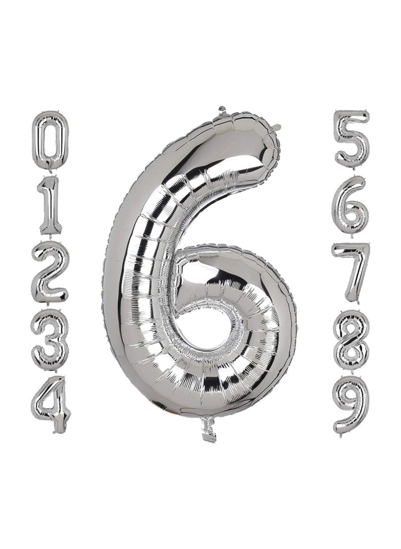 Goldedge Goldedge Number 6, 32 Inch Number Balloons Foil Silver - Glamorous Party Decorations for Birthdays, Anniversaries, and Special Events  - Image 3