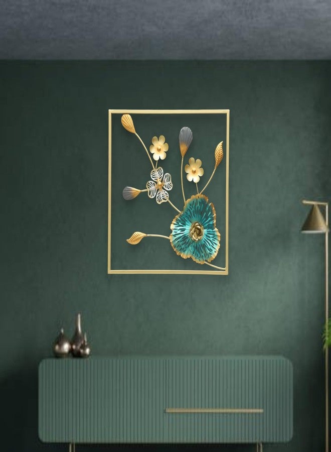 vedas Multicolor Metal Square Zoya Flower Wall Frame, Wall Decor Mounted Hanging Sculpture Wall Art for Living Room Bedroom, Dining Room, Hallway, Hotel Office Entryway, Home Decor (Size: 18 X 18 Inches) - Image 5