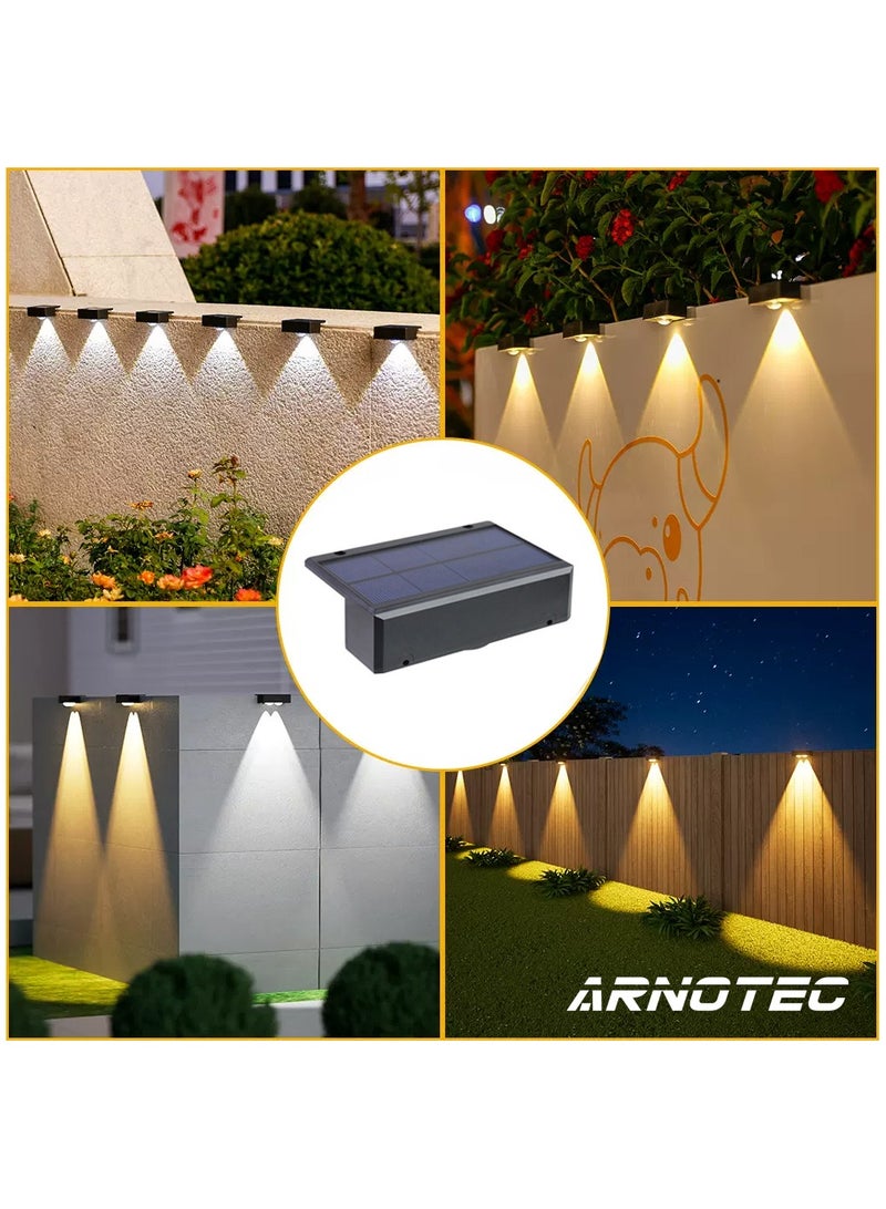 ARNOTEC Super Bright Solar Wall Lights Outdoor Waterproof, Warm White LED Solar Powered Wall Lamps with Up & Down Lighting, Decorative Garden Yard Fence Porch Stair Lights for Home Courtyard – 4 Pack - Image 2