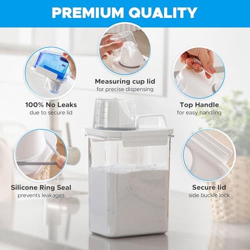 VUNDO [3 Pack] Liquid Laundry Detergent Dispenser For Laundry Room Organization And Storage, 78oz Large Capacity Laundry Soap Containers With 12 Removable Labels, BPA Free & PET Plastic Clear - Image 4