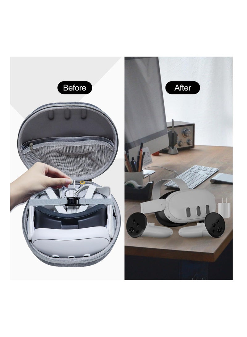 Anmi HardShell Storage Bag Portable Hard Carry Bag Shockproof Anti-Scratch With Shoulder Strap for Meta Quest3 VR Glasses Accessories (Grey) - Image 5