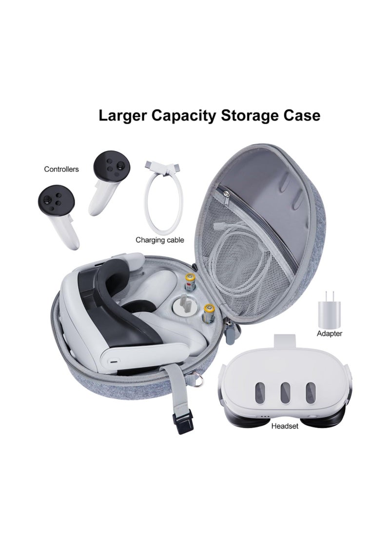 Anmi HardShell Storage Bag Portable Hard Carry Bag Shockproof Anti-Scratch With Shoulder Strap for Meta Quest3 VR Glasses Accessories (Grey) - Image 3