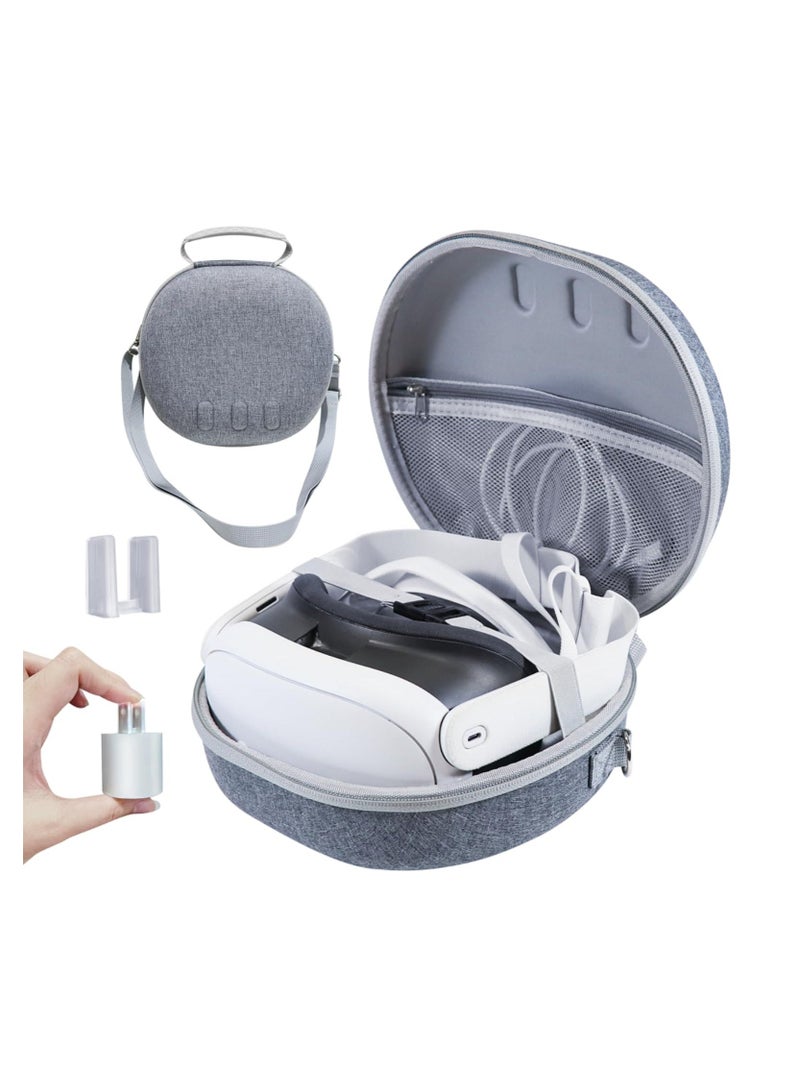 Anmi HardShell Storage Bag Portable Hard Carry Bag Shockproof Anti-Scratch With Shoulder Strap for Meta Quest3 VR Glasses Accessories (Grey) - Image 2