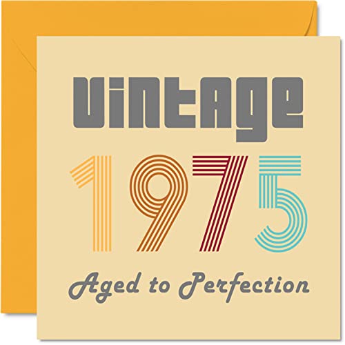 Stuff4 51st Birthday Cards for Men Women - Vintage 1975 Aged To Perfection - 51 Birthday Card Funny for Her Him, 5.7 x 5.7 Inch Best Friend Birthday Greeting Cards for Mom Dad Papa Brother Sister Uncle Aunt - Image 1