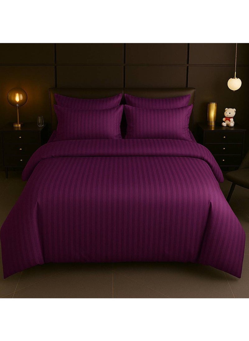 MAXQON 6-Piece Duvet Cover Set – Includes 1 Duvet Cover, 1 Fitted Sheet & 4 Pillowcases – King/Queen/Single Sizes, Color Purple  - Image 1