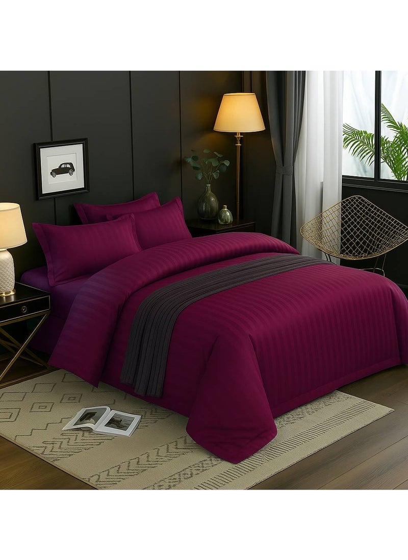 MAXQON 6-Piece Duvet Cover Set – Includes 1 Duvet Cover, 1 Fitted Sheet & 4 Pillowcases – King/Queen/Single Sizes, Color Purple  - Image 3