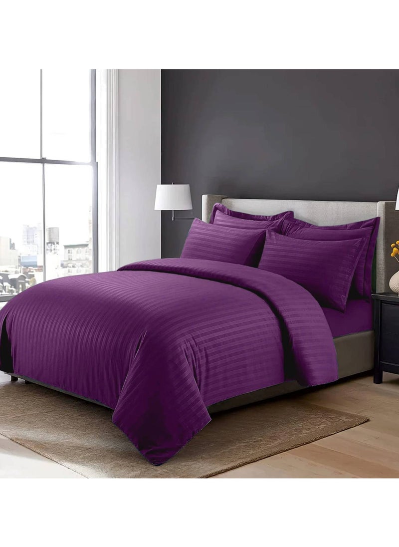 MAXQON 6-Piece Duvet Cover Set – Includes 1 Duvet Cover, 1 Fitted Sheet & 4 Pillowcases – King/Queen/Single Sizes, Color Purple  - Image 2