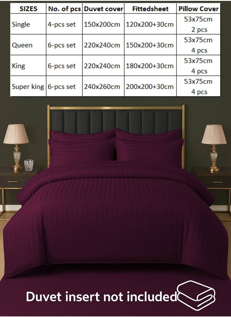 MAXQON 6-Piece Duvet Cover Set – Includes 1 Duvet Cover, 1 Fitted Sheet & 4 Pillowcases – King/Queen/Single Sizes, Color Purple  - Image 4