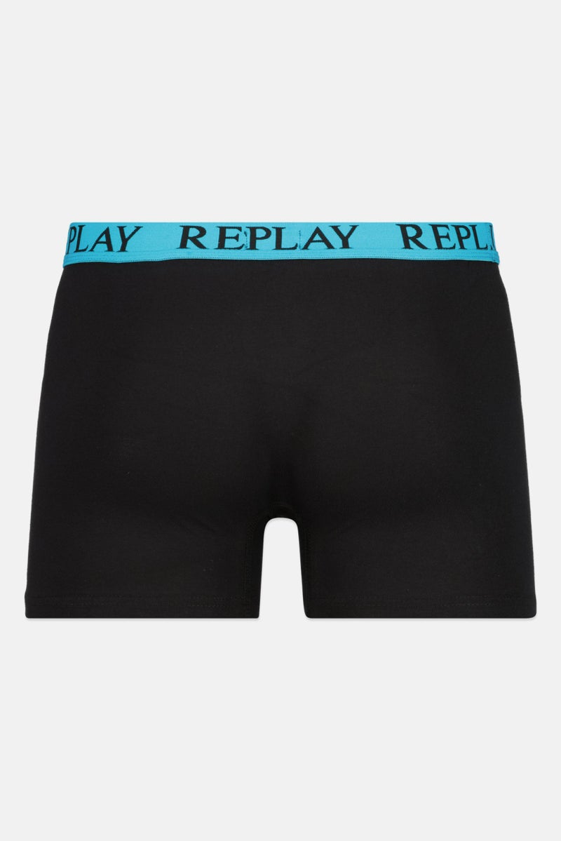 Replay Men 2 Pack Brand Logo Trunks, Blue/Black - Image 2