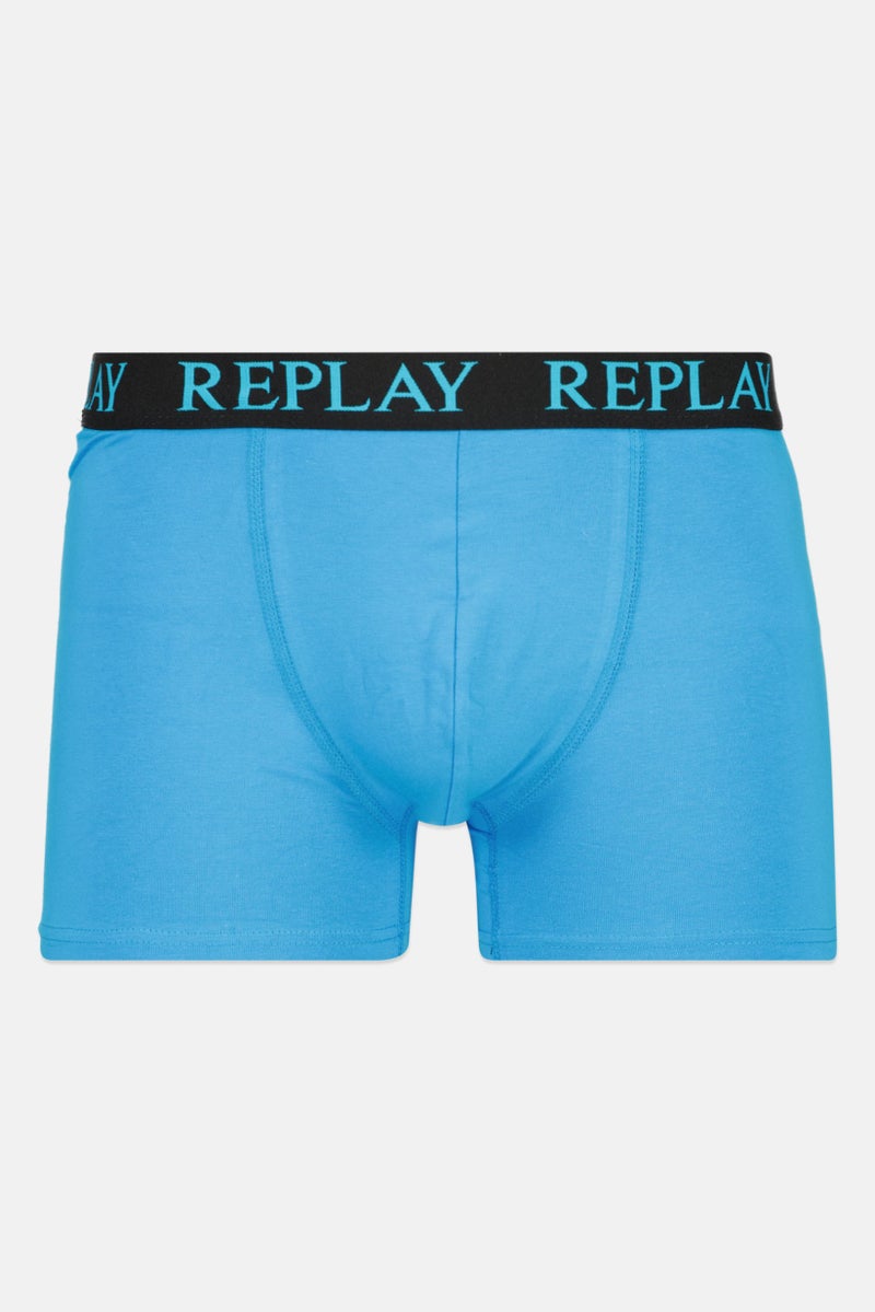 Replay Men 2 Pack Brand Logo Trunks, Blue/Black - Image 4