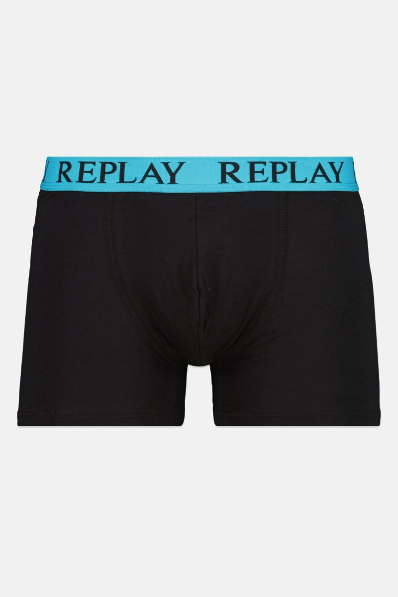 Replay Men 2 Pack Brand Logo Trunks, Blue/Black - Image 3