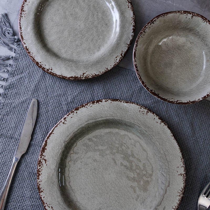 LEHAHA Farmhouse Melamine Dishes Dinnerware Set, 12 Piece Rustic Plates and Bowls Great for Picnic, Camping, Service for 4, Reusable and Dishwasher Safe, Indoor and Outdoor Use - Image 4
