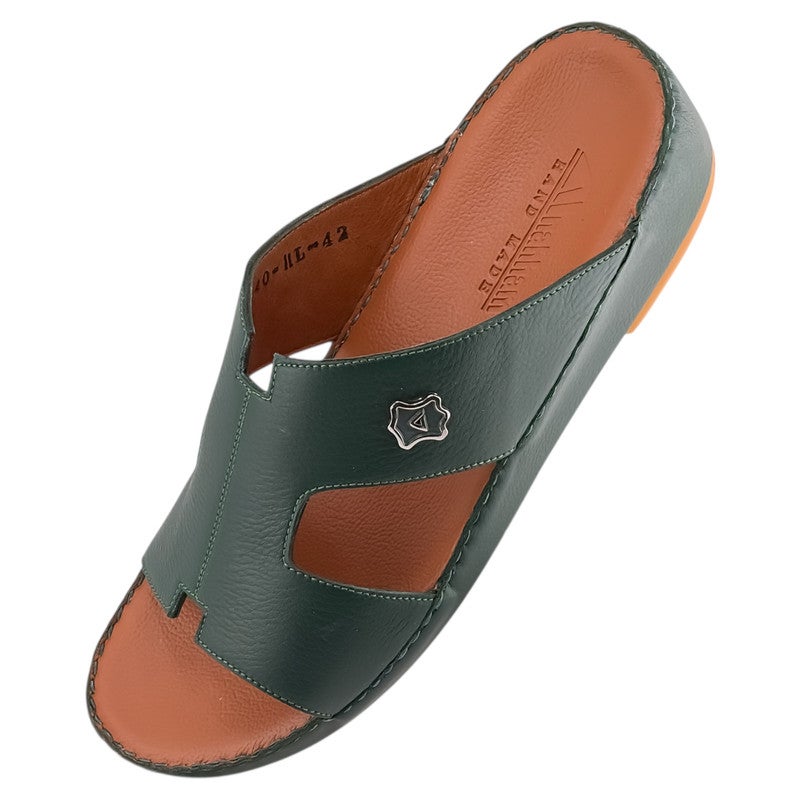 AET A E T Handmade Arabic Sandals For Men | Outdoor Mens Slippers | Everyday Flip Flops Open Toe | Arabic Genuine Leather With Buckle| New Arabic Design | Tan Footbed | Comfortable & LightWeight - Image 3